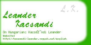 leander kacsandi business card